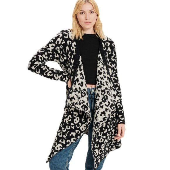 UGG Phoebe Wrap Cardigan Black White Leopard NWT Size Medium - Picture 1 of 6